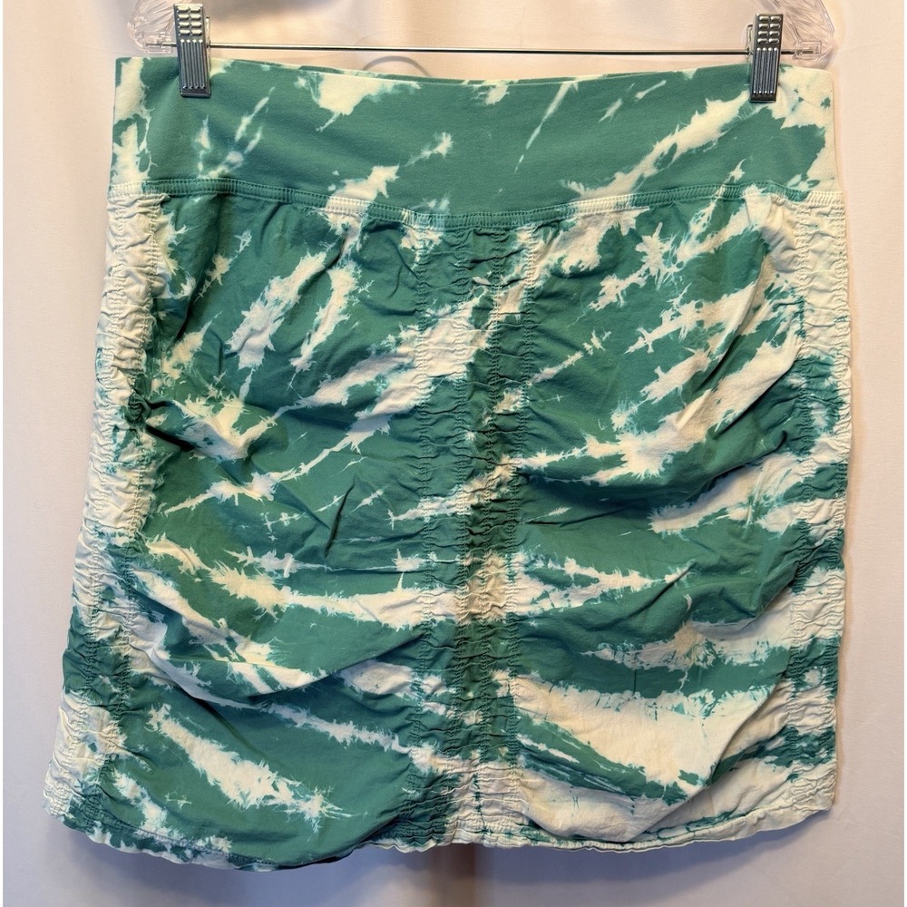 XCVI Wearables Size XL The Trace Skirt Green White Tie Dye Ruched Stretch